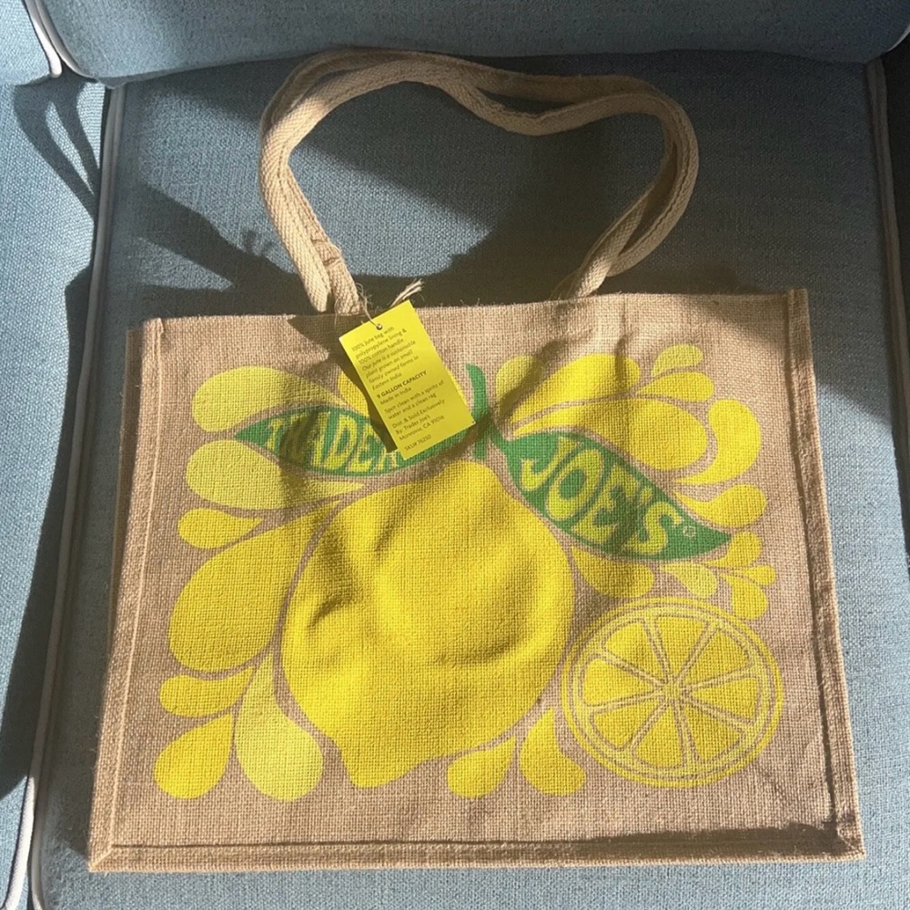 Trader Joe’s Jute Lemon Lime Tote Bag 2023 NEW NWT